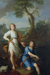 Fischfang im Fluss Tigris durch den jungen Tobias, 1733